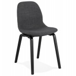 Chaise design et contemporaine en tissu pieds bois noir MARTINA (gris anthracite)