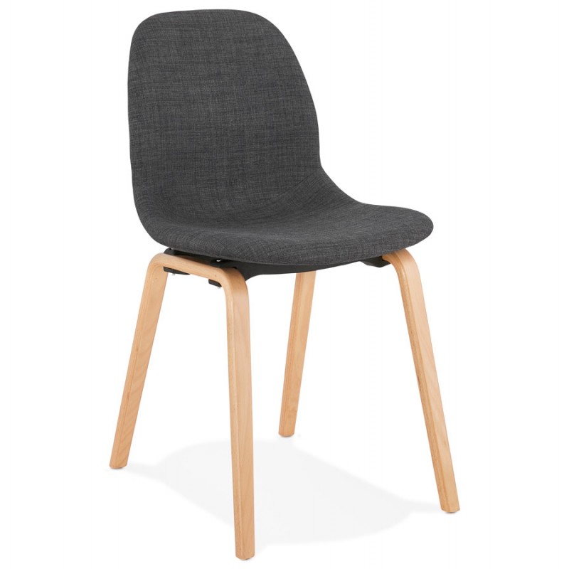 Design chair and Scandinavian foot fabric wood natural finish MARTINA (anthracite grey) - image 47949