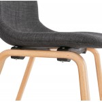 Chaise design et scandinave en tissu pied bois finition naturelle MARTINA (gris anthracite)