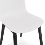 Sandy black wooden foot design chair (white)