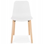 Chaise design scandinave pied bois finition naturelle SANDY (blanc)