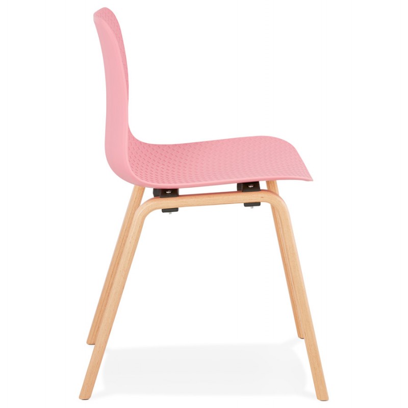 Chaise design scandinave pied bois finition naturelle SANDY (rose) - image 48025