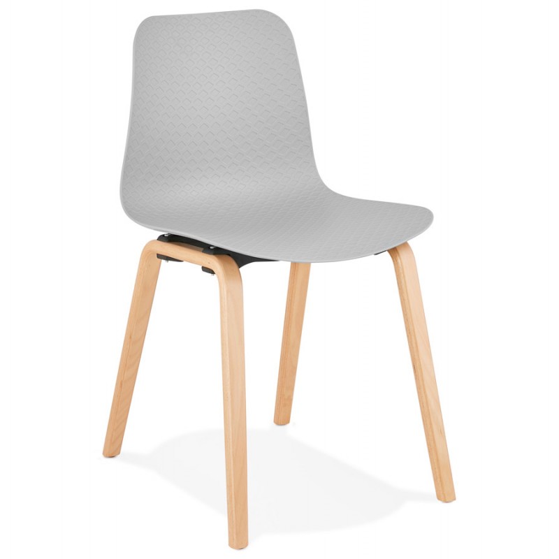 Chaise design scandinave pied bois finition naturelle SANDY (gris clair) - image 48053