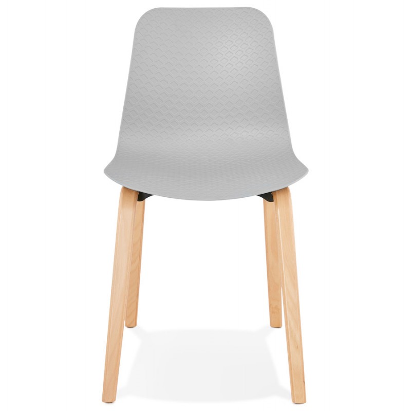 Chaise design scandinave pied bois finition naturelle SANDY (gris clair) - image 48054