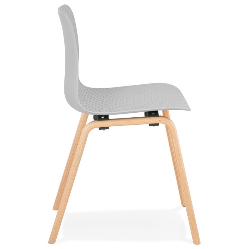 Chaise design scandinave pied bois finition naturelle SANDY (gris clair) - image 48055