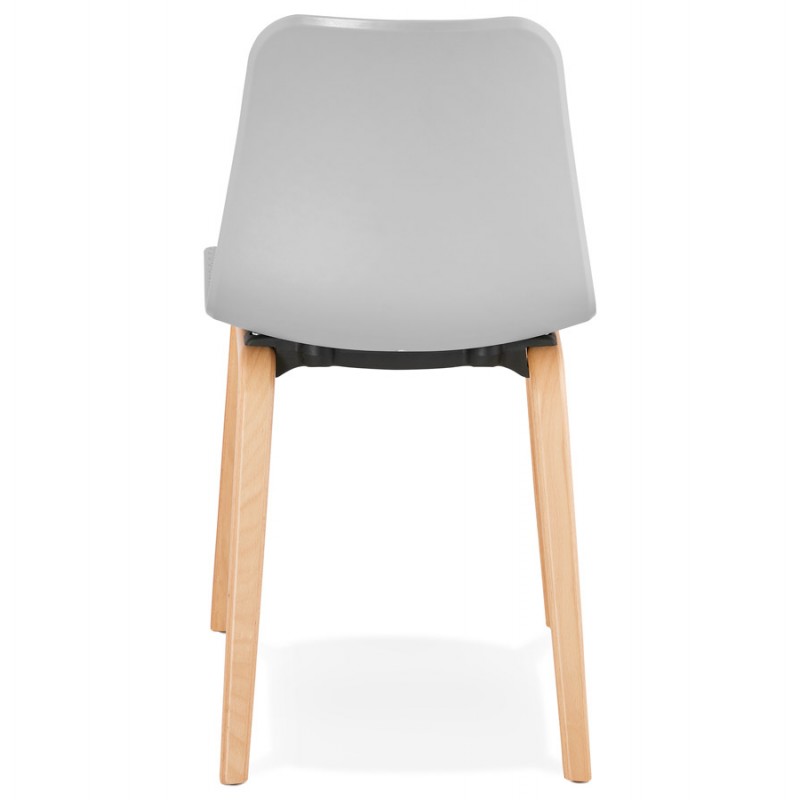 Chaise design scandinave pied bois finition naturelle SANDY (gris clair) - image 48057