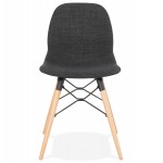 Design chair and Scandinavian fabric feet wood natural finish and black MASHA (anthracite grey)