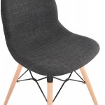 Design chair and Scandinavian fabric feet wood natural finish and black MASHA (anthracite grey)