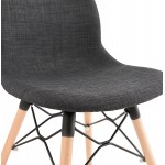 Chaise design et scandinave en tissu pieds bois finition naturelle et noir MASHA (gris anthracite)