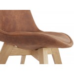 Chaise design et vintage en microfibre pieds couleur naturelle THARA (marron)