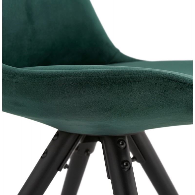 Vintage and industrial chair in velvet black woodfeet ALINA (green) - image 48209
