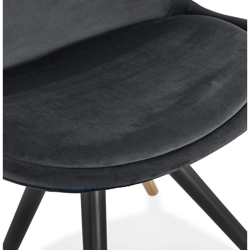 Chaise vintage et rétro en velours pieds noirs et dorés SUZON (noir) - image 48220