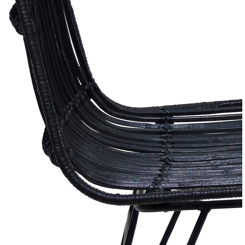Design Stuhl und Vintage Rattan Füße schwarz Metall BERENICE (schwarz) - image 48232