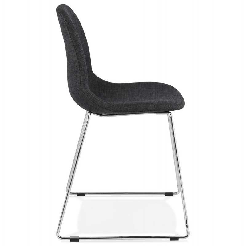 Chaise design empilable en tissu pieds métal chromé MANOU (gris anthracite) - image 48260