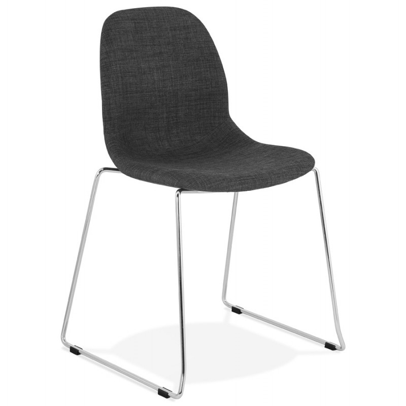 Chaise design empilable en tissu pieds métal chromé MANOU (gris anthracite) - image 48261
