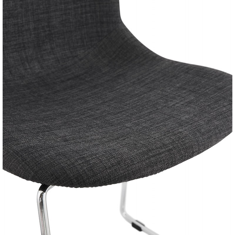Chaise design empilable en tissu pieds métal chromé MANOU (gris anthracite) - image 48266