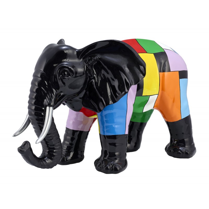 Statua scultura decorativa disegno ELEPHANT in resina H36 cm (Multicolore) - image 48279