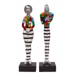 Satz von 2 Statuen dekorative Skulpturen Design COUPLE aus Harz H48 cm (mehrfarbig)