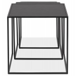 Set di 3 tavoli gigognes stile industriale in legno e metallo nero ROSY (nero)