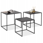 Set di 3 tavoli gigognes stile industriale in legno e metallo nero ROSY (nero)