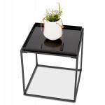 RAQUEL MINI glass and metal design side table (black)