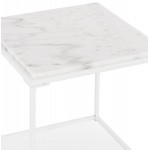 Table basse d'appoint design en pierre marbrée  ROBYN MINI (blanc)