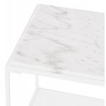 Mesa de centro lateral de diseño de piedra marmolada ROBYN MINI (blanco)