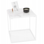 ROBYN MINI marbled stone design side coffee table (white)