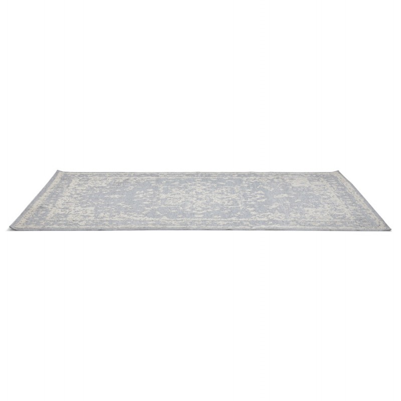 Tapis bohème rectangulaire - 160x230 cm - en laine  SHANON (gris clair) - image 48613