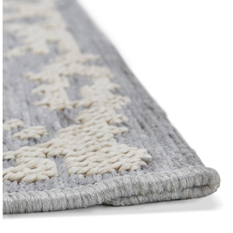 Tapis bohème rectangulaire - 160x230 cm - en laine  SHANON (gris clair) - image 48620