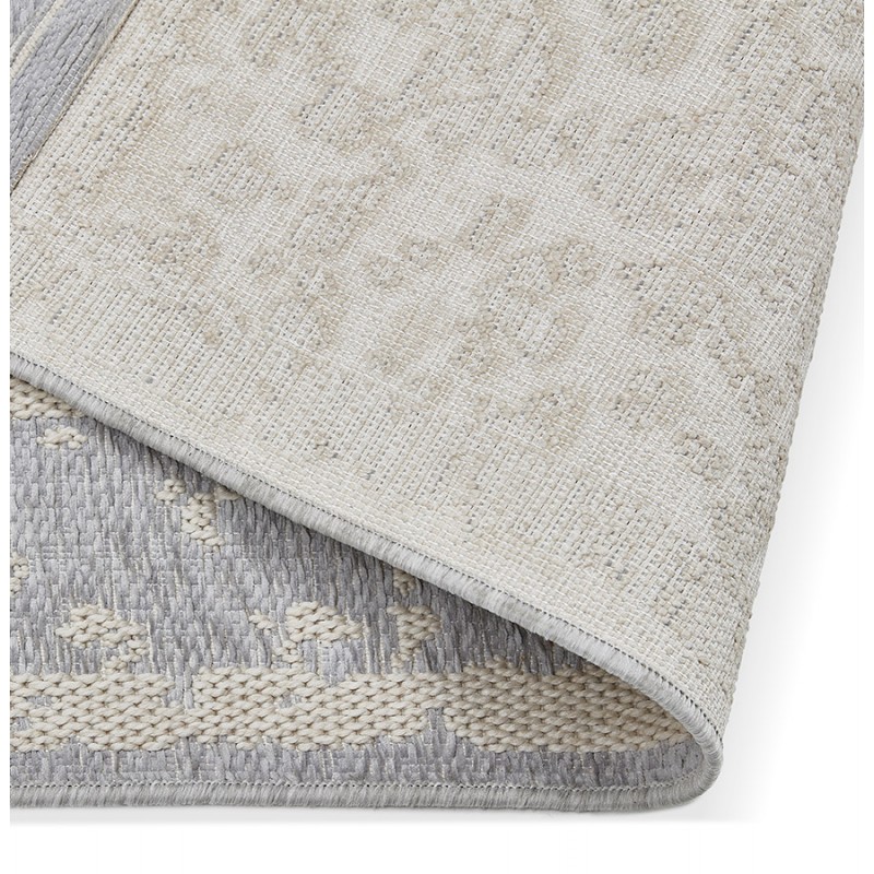 Tapis bohème rectangulaire - 160x230 cm - en laine  SHANON (gris clair) - image 48622