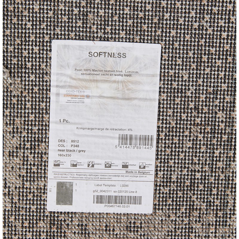 Rectangular design carpet - 160x230 cm - TAMAR (black, grey) - image 48666