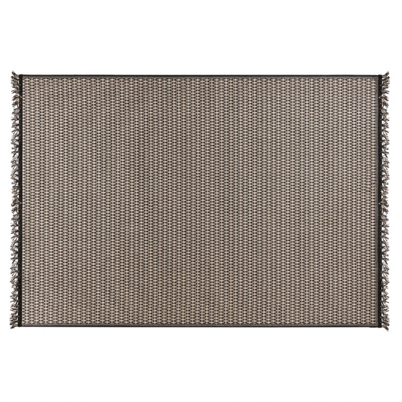 Alfombra étnica rectangular - 160x230 cm - PIERRETTE (negro, beige)
