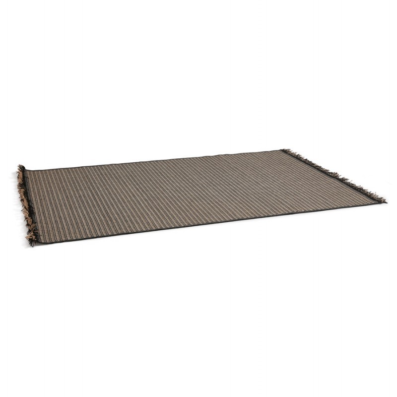 Rechteckiger ethnischer Teppich - 160x230 cm - PIERRETTE (schwarz, beige) - image 48679