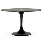 Round glass and metal dining table (120 cm) URIELLE (black)