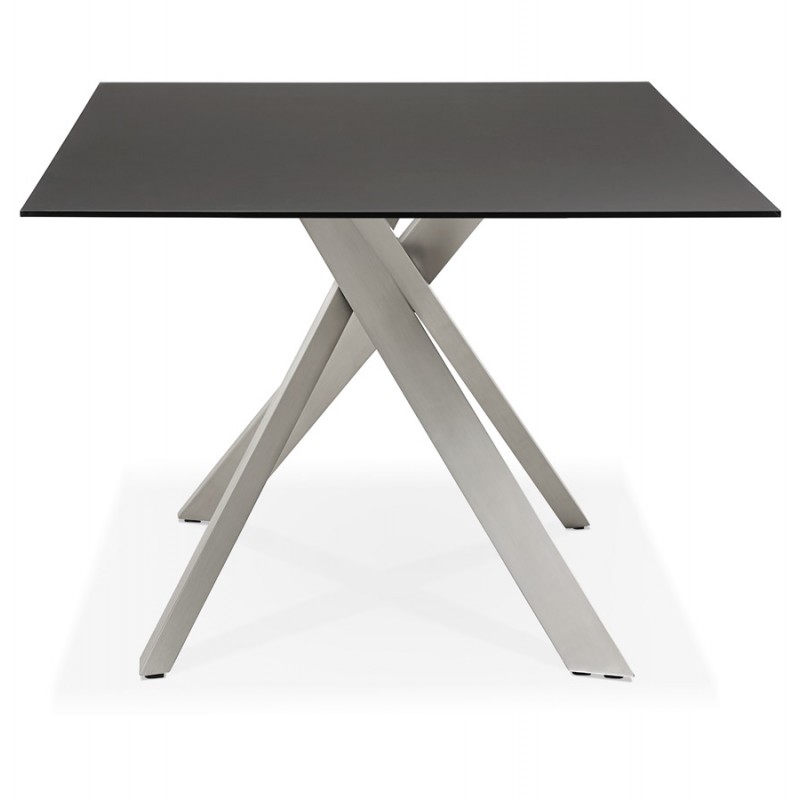 Glass and metal design dining table (200x100 cm) WHITNEY (black) - image 48771