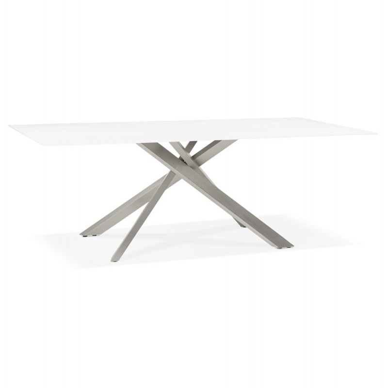 Tavolo da pranzo in vetro e metallo (200x100 cm) WHITNEY (bianco)