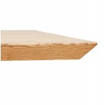 Table à manger design en bois et métal acier brossé (200x100 cm) CATHALINA (finition naturelle)
