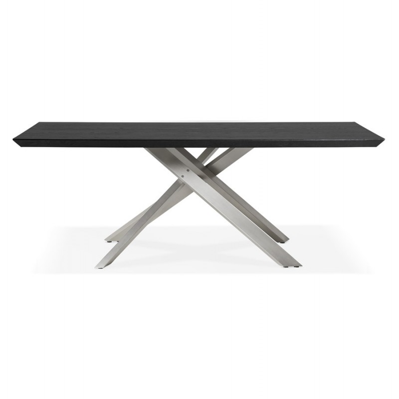 Table à manger design en bois et métal acier brossé (200x100 cm) CATHALINA (noir) - image 48825