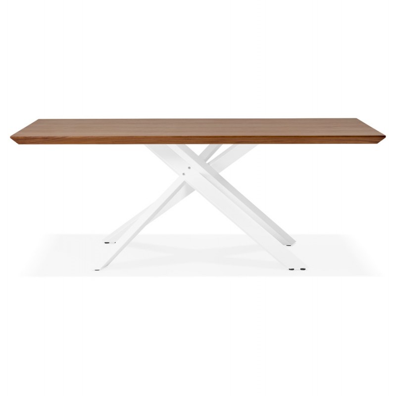 Wooden and white metal design dining table (200x100 cm) CATHALINA (drowning) - image 48867