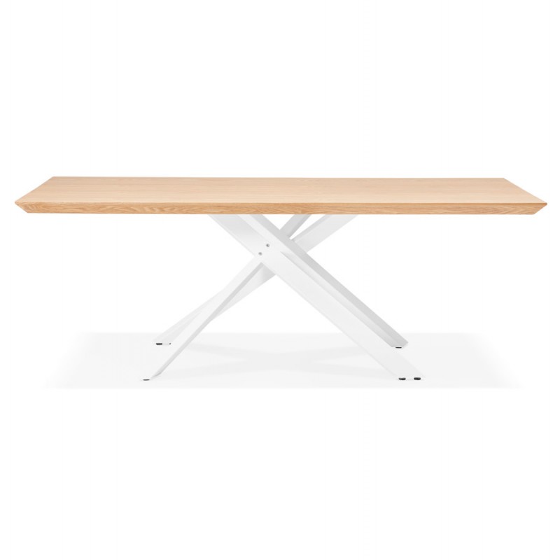 Tavolo da pranzo in legno e metallo bianco (200x100 cm) CATHALINA (finitura naturale) - image 48877