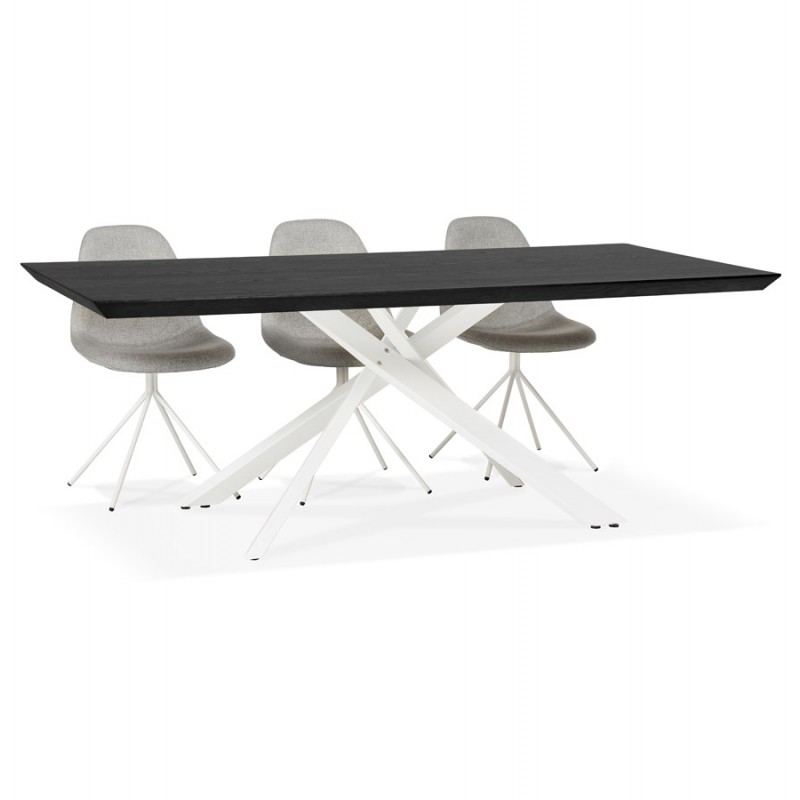 Tavolo da pranzo in legno e metallo bianco (200x100 cm) CATHALINA (nero) - image 48890