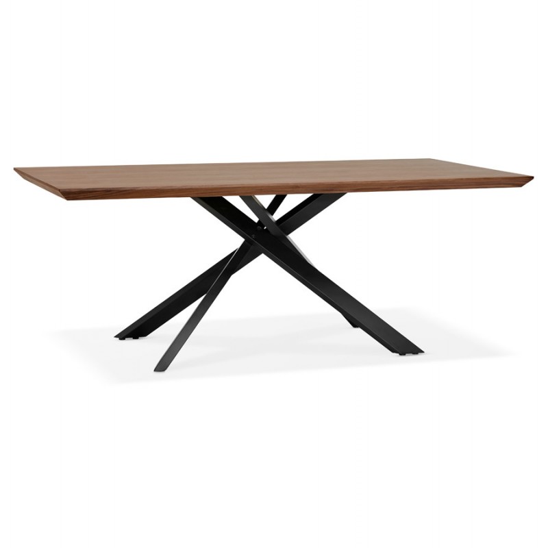 Mesa de comedor de diseño de madera y metal negro (200x100 cm) CATHALINA (ahogamiento) - image 48921
