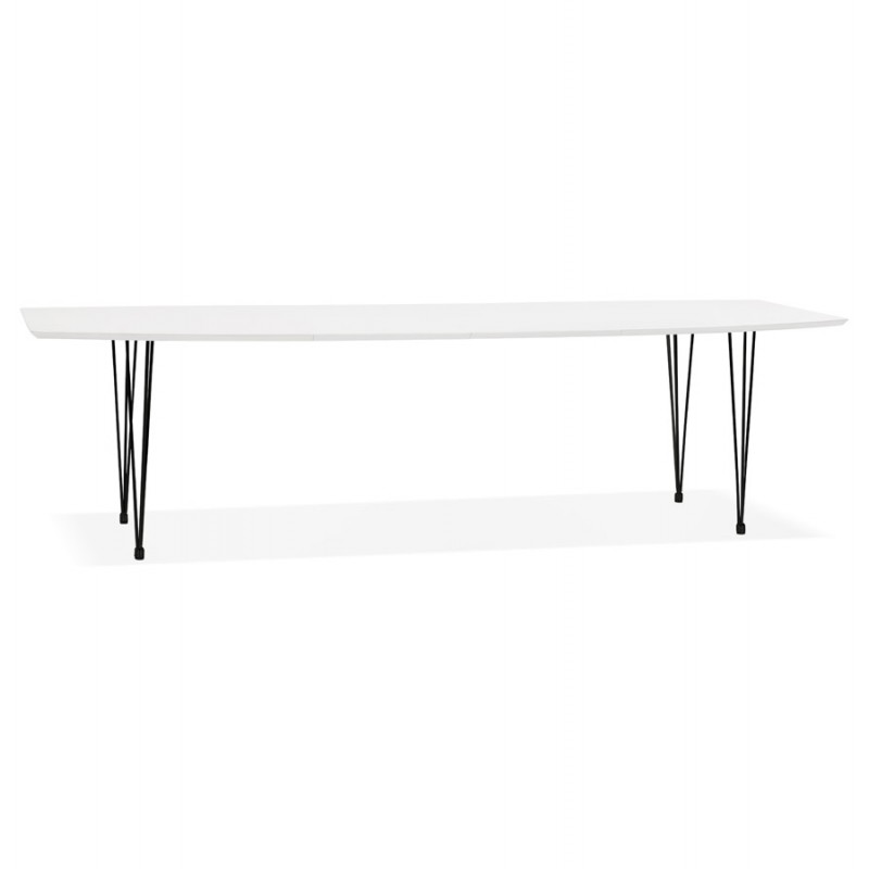 Mesa de comedor de madera extensible y pies de metal negro (170/270cmx100cm) JUANA (blanco mate) - image 48975