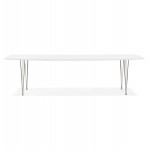 Table à manger extensible en bois et pieds chromés (170/270cmx100cm) JUANA (blanc mat)