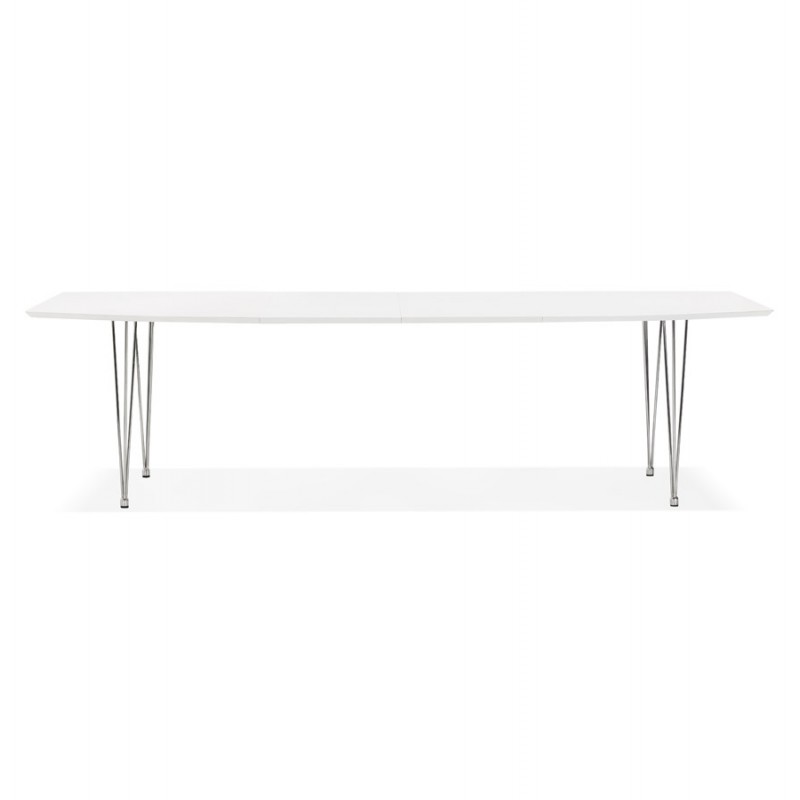 Tavolo da pranzo in legno estensibile e piedi cromati (170/270cmx100cm) JUANA (bianco opaco) - image 48989