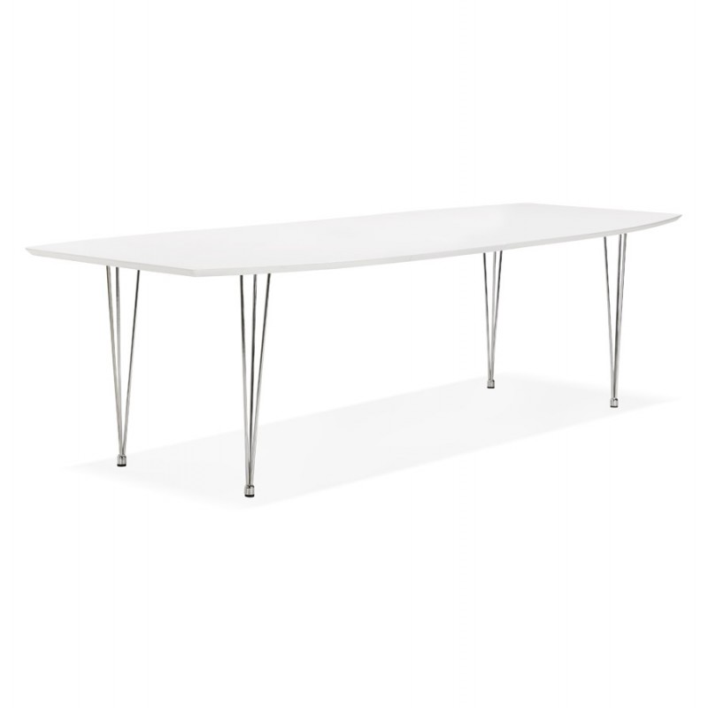 Tavolo da pranzo in legno estensibile e piedi cromati (170/270cmx100cm) JUANA (bianco opaco) - image 48991