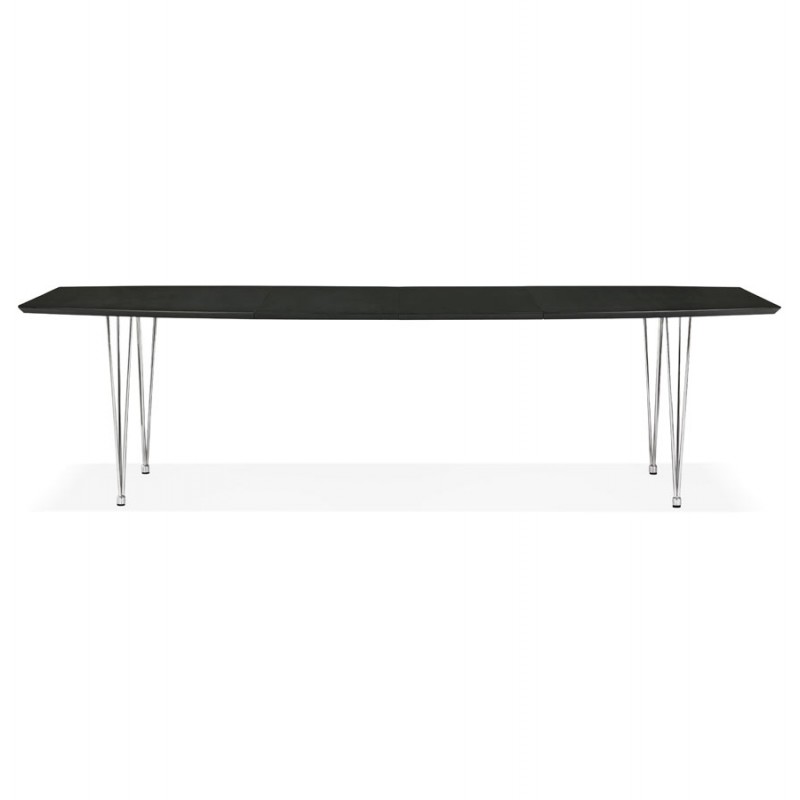 Extendable wooden dining table and chrome feet (170/270cmx100cm) RINBO (black) - image 49009