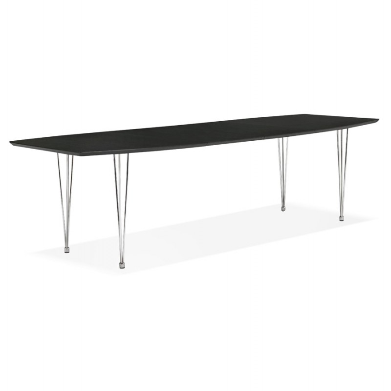 Extendable wooden dining table and chrome feet (170/270cmx100cm) RINBO (black) - image 49013