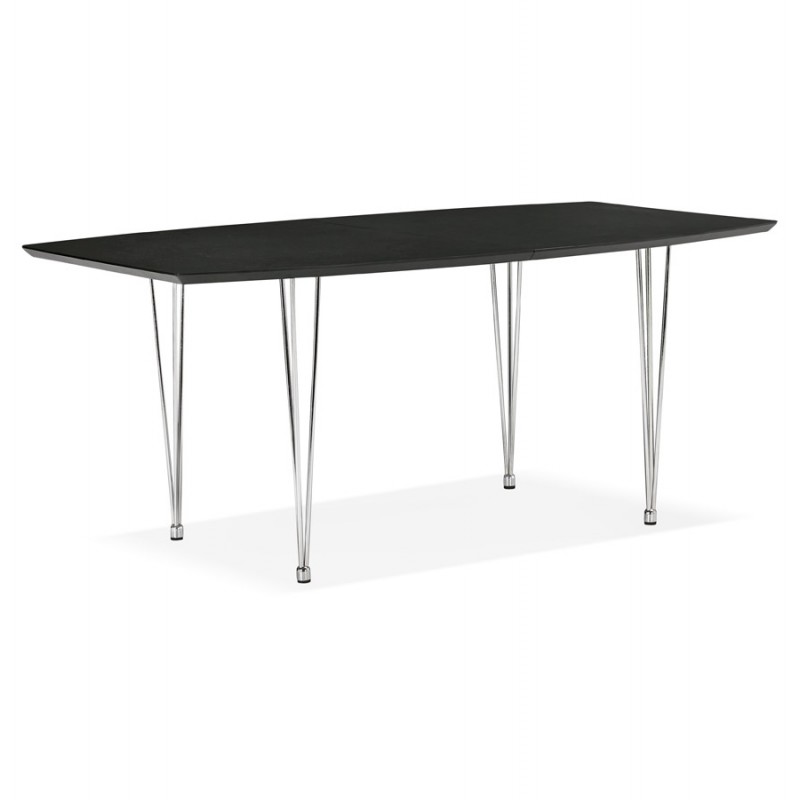 Extendable wooden dining table and chrome feet (170/270cmx100cm) RINBO (black) - image 49017